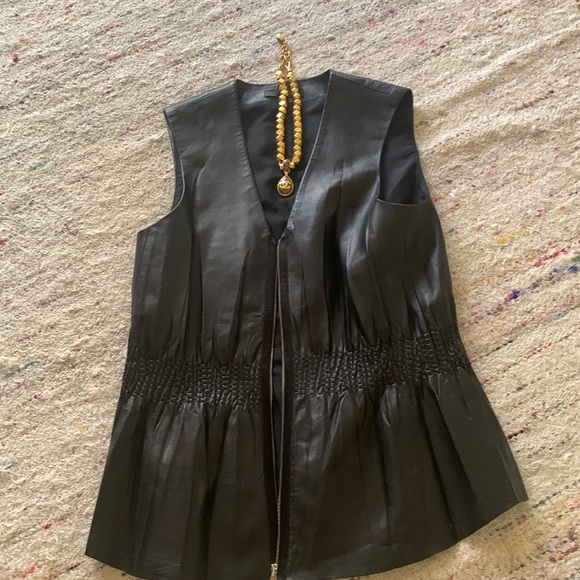 The Row Other - Softest lamb skin vest,gathers at waist.size4.